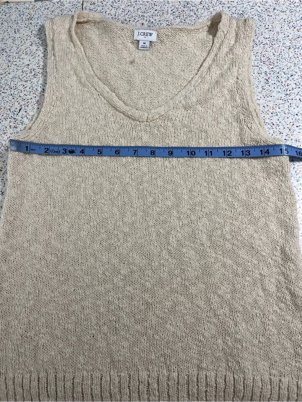 J. Crew V-Neck Textured Beach Sweater Cream Preppy Coastal Scandi Women’s Size M